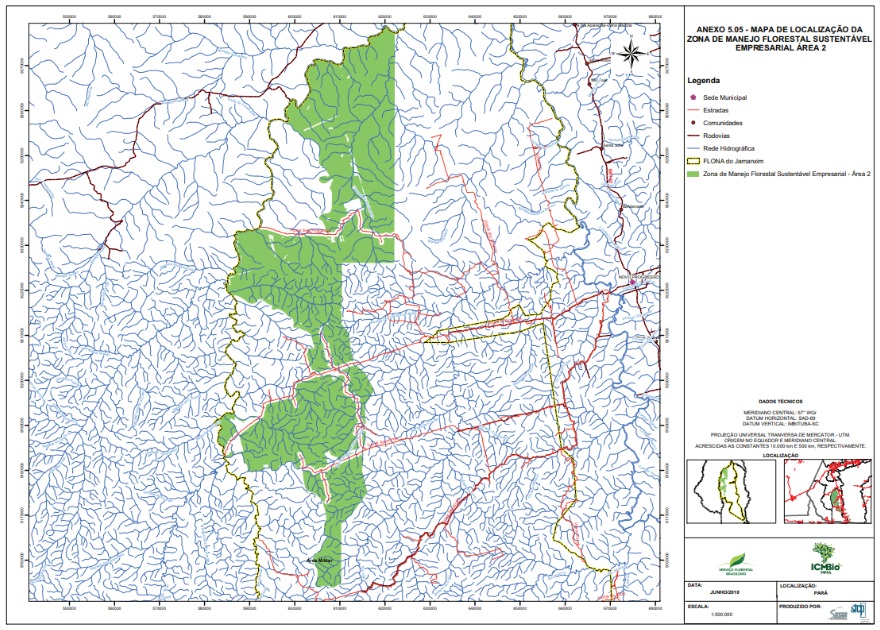 Área com autorização para garimpo na Flona do Jamanxim segundo Plano de Manejo, publicado em 2010