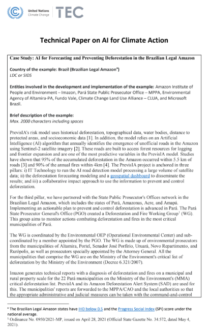 Technical Paper on AI for Climate Action