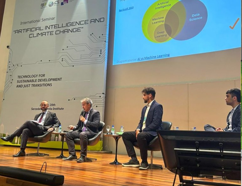 Carlos Souza Jr. apresentando a PrevisIA Clima em evento do Ministério das Relações Exteriores (Foto: Imazon/Divulgação)