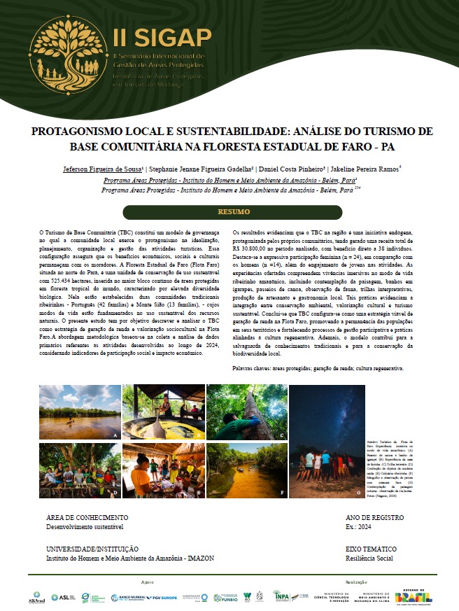 Protagonismo local e sustentabilidade: Análise do Turismo de Base Comunitária na Floresta Estadual de Faro - PA